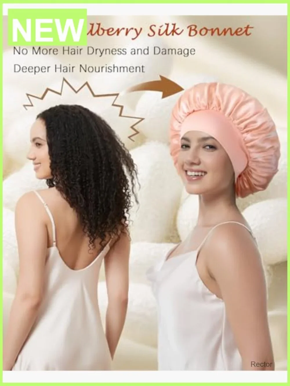 100% Mulberry Silk Bonnet for Sleeping, Double Layer Sleep Cap with Elastic